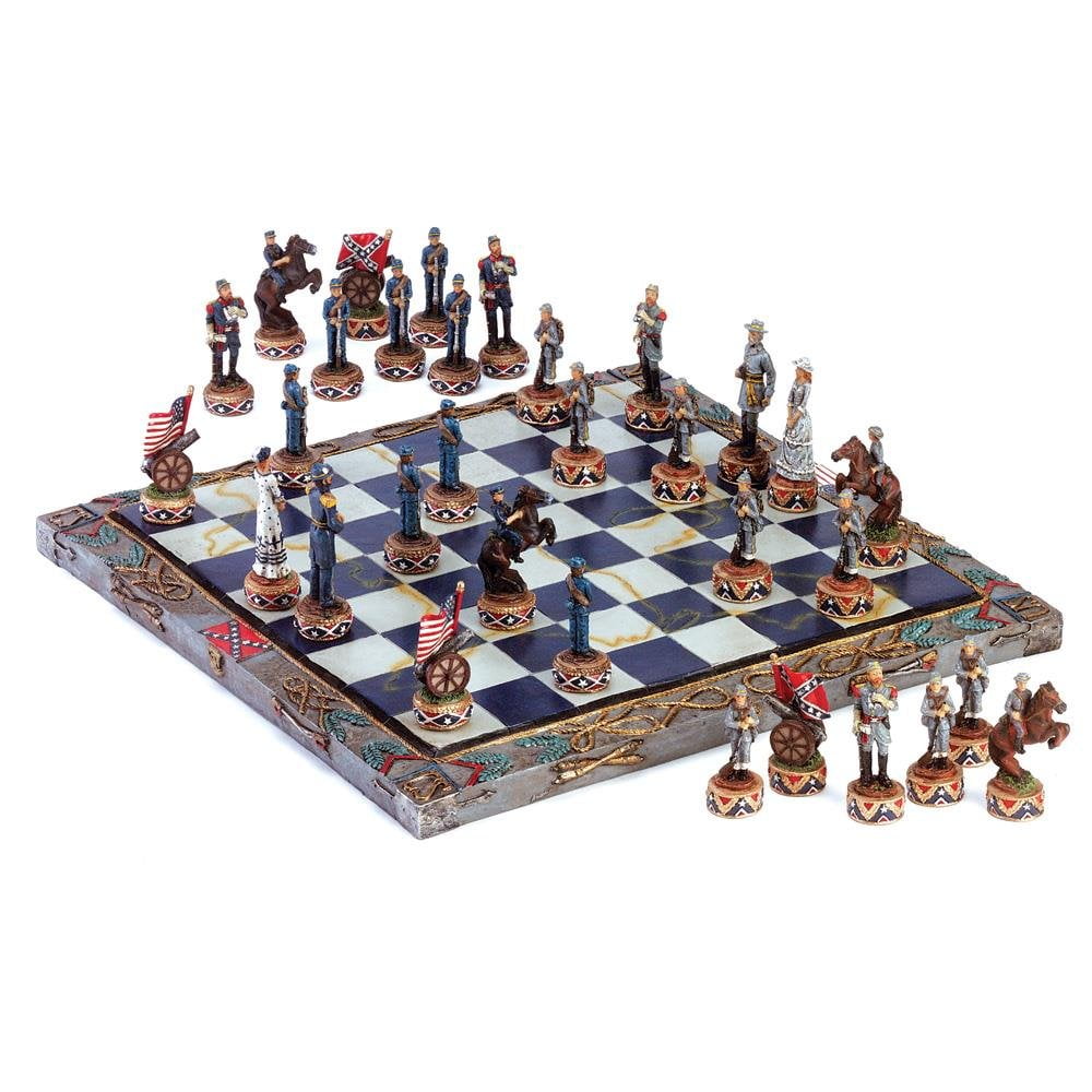 Heavy Tournament Chess Set, Civil War Army Board Modern Quality Table
