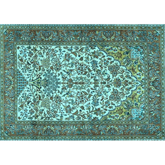 Ahgly Company Indoor Rectangle Persian Light Blue Traditional Area Rugs, 8' x 12'