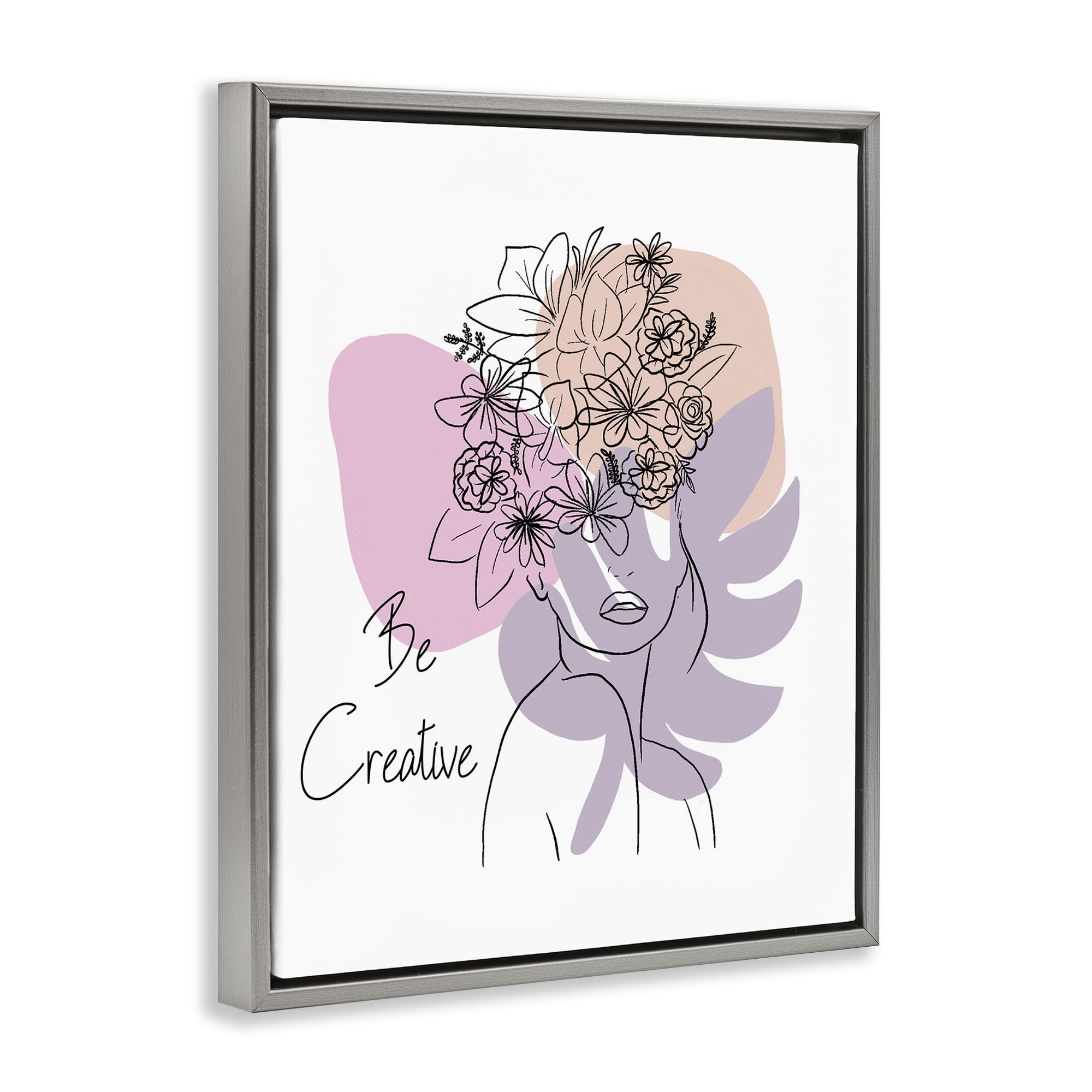 Stupell Industries Be Creative Portrait Typography Painting Gray Floater Framed Art Print Wall Art, 25 x 31