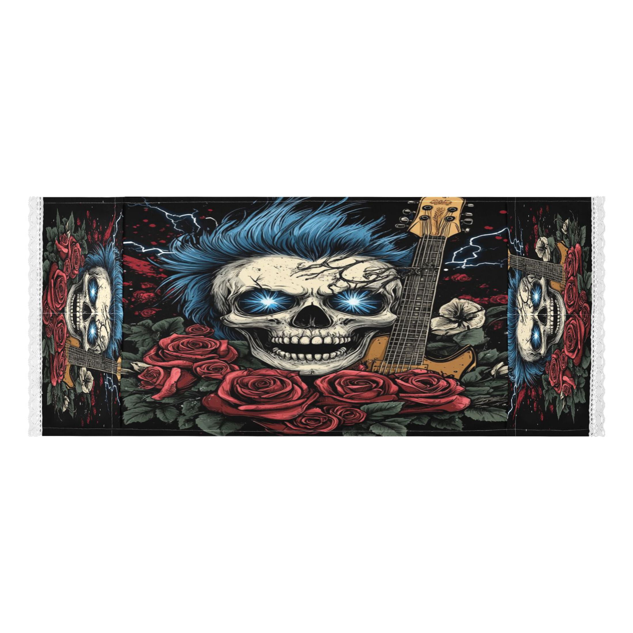 WOBOGO Blue Hair Skull Guitar Pattern Washing Machine Cloth Dryer Refrigerator Top Cover Protective Non-Slip Mat For Kitchen Laundry