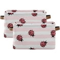 thumbnail image 2 of FREEAMG Collapsible Storage Basket Ladybug and Stripes Rectangular Storage Bins Baskets Toys Storage Bins with Handles for Bedroom Home Office 1PCS, 2 of 7