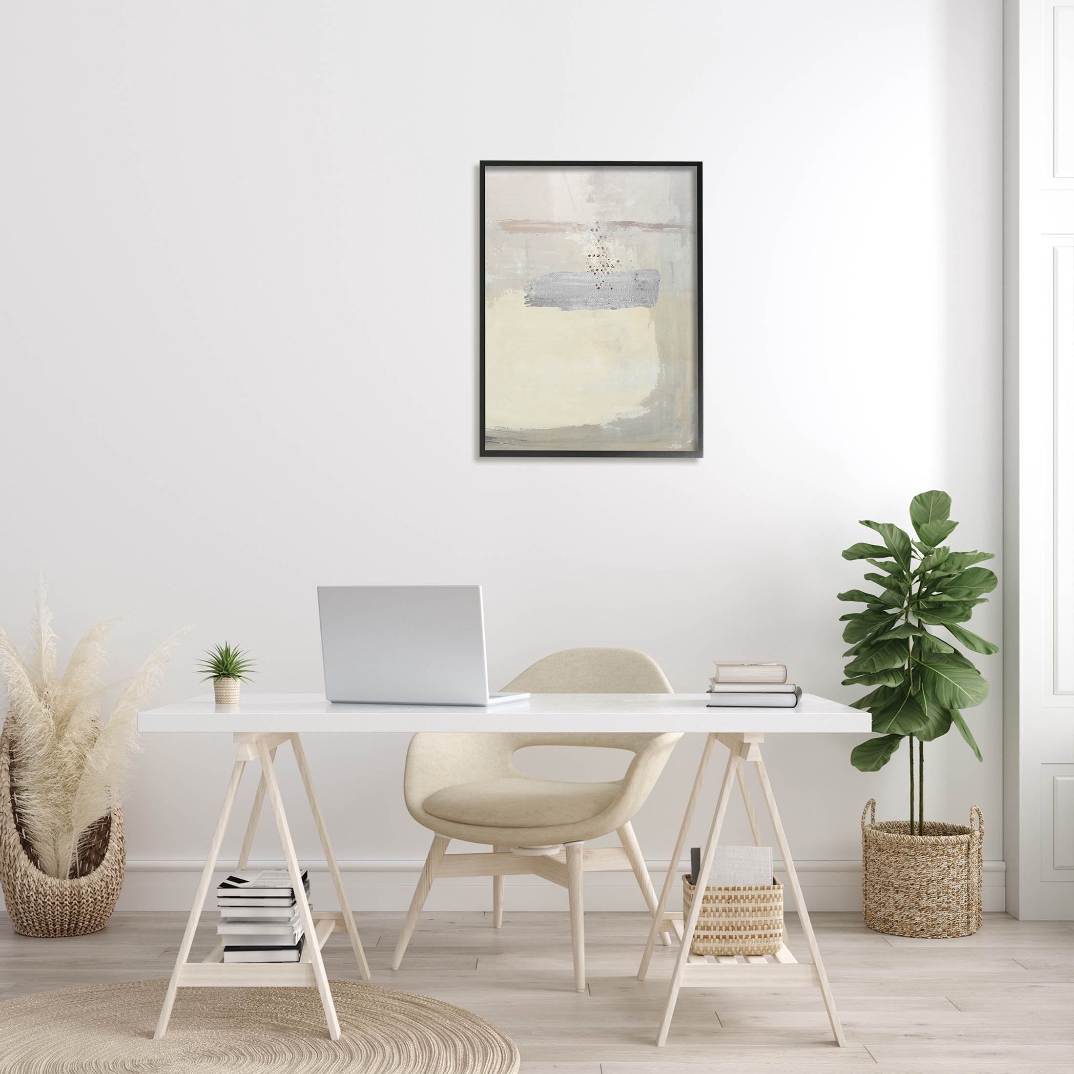Beige Modern Abstract Arrangement Abstract Graphic Art Black Framed Art Print Wall Art