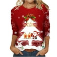 thumbnail image 2 of DPTALR Women's Three Quarter Sleeve Retro Round Neck Easter Printed Loose Tops Blouse, 2 of 5