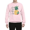 thumbnail image 2 of Wild Bobby, Pineapple Stand Tall Wear Crown And Stay Sweet Inside Arty Inspirational Pop Culture Unisex Crewneck Graphic Sweatshirt, Light Pink, 3XL, 2 of 3