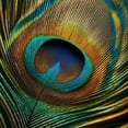 thumbnail image 6 of PIKWEEK Green Vintage Look Peacock Feather Gold Waterproof Round Tablecloth White, 6 of 8