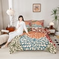 thumbnail image 4 of Homewish Colorful Dahlia Floral Full Size Comforter Sets,Vintage Boho Flower Bedding Comforter Set,Orange Red Blue Bedding Sets For Adults,Super Cozy Room Decor Reversible,3pcs, 4 of 8