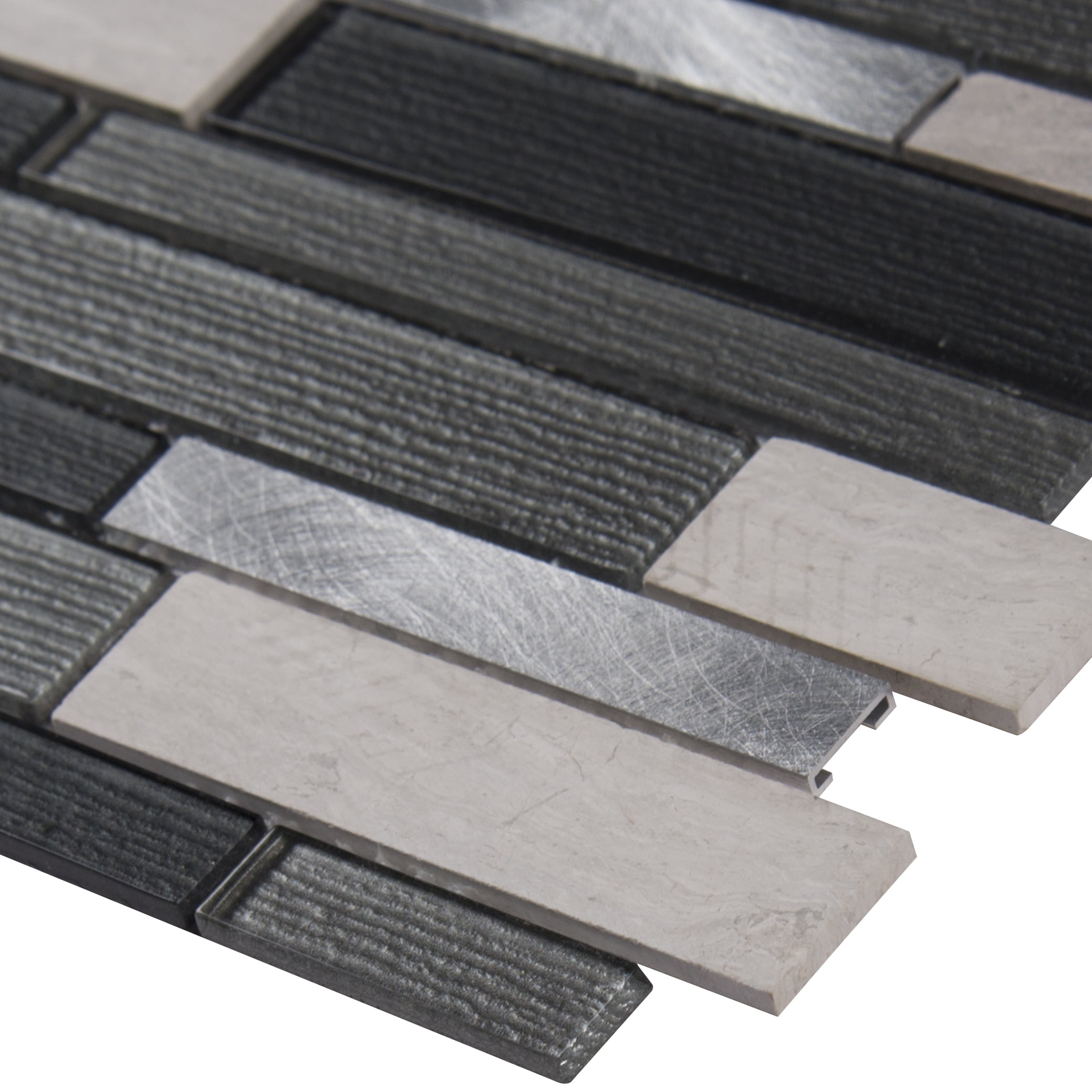 Urban Loft Interlocking 12 in. x 12 in. x 4 mm Glass Stone and Metal Mesh-Mounted Mosaic Tile (20 sq. ft. / case)