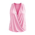 thumbnail image 4 of CQONEPT Womens Wrap V Neck Tank Tops Cotton Linen Summer Sleeveless Tops Dressy Casual Blouse Shirts Vacation Outfits Hot Pink XL, 4 of 6