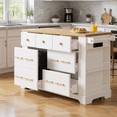 thumbnail image 3 of Homy Casa Kitchen Island with 6 Drawers, Drop Leaf, Trash Can Cabinet, Power Outlets & Shelves, 3 of 9