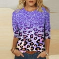 thumbnail image 2 of HKEJIAOI Hauts à Manches 3/4 Womens Imprimé Floral Col Rond XXL Manches Trois-Quarts Femme Haut, 2 of 5