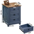 thumbnail image 2 of Joaxswe End Table with Charging Station Set of 2, Bedside Table with 3 Drawer and Storage Cabinet, Small Adult Nightstand for Home Office, Navy, 2 of 8