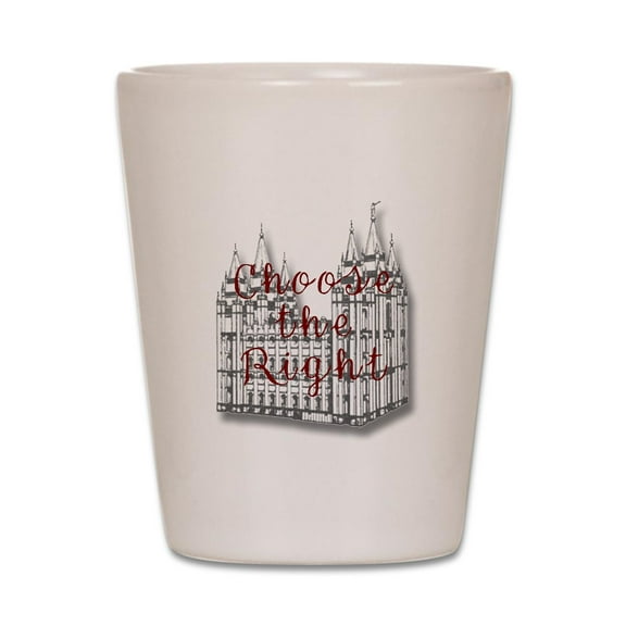CafePress - Temple Choose The Right - White Shot Glass, Unique and Funny Shot Glass