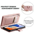 thumbnail image 5 of Dteck Zipper Wallet Crossbody Strap Case for Google Pixel 7 Pro,Magnetic Leather Card Slots Cash Pocket Case Shockproof Kickstand Cover with Shoulder & Wrist Strap,Rosegold, 5 of 7