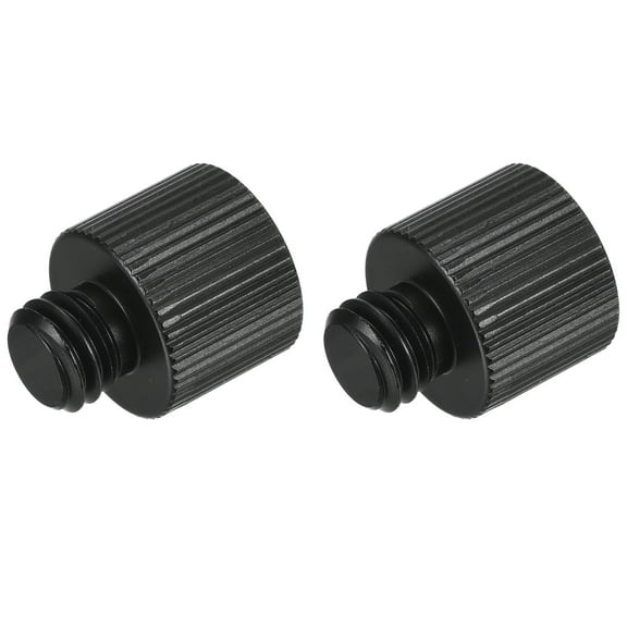 Mic Stand Adapter 3/8 - 16 Male to 1/4-20 Female Screw Thread Adapter for Microphone Tripod Stand Black 2 Pcs