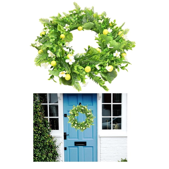 de Puerta de 45 Cm, Flores Artificiales, de Rosas, Decoración de Puerta de de Primavera Verano con Rosas , Hojas Ve Soledad Guirnalda de puerta floral