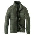 thumbnail image 2 of kpoplk Mens Puffer Jackets Padded Zip Up Stand Collar Puffy Winter Coats Jackets Army Green,4XL, 2 of 3