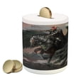 thumbnail image 1 of Fantasy World Piggy Bank, Pegasus King Leading in the Dark Ages Imaginary Magic Story Art Print, Ceramic Coin Bank Money Box for Cash Saving, 3.6" X 3.2", Black Brown, by Ambesonne, 1 of 4