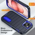 thumbnail image 2 of SaniMore for iPhone 15 Hybird Case, [Tempered Glass Screen Protector] Rugged PC Back Shockproof TPU Shell Hidden Kickstand Drop Resistant Anti-slip Heavy Duty Protective Cover, E-Darkvblue, 2 of 9