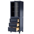thumbnail image 2 of Daria Linen Tower in Dark Blue with Matte Black Trim, Shelved Cabinet Storage, and 3 Drawers, 2 of 3