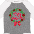thumbnail image 4 of Inktastic Merry Christmas Wreath with Red Bow and Ornaments Boys or Girls Long Sleeve Baby Bodysuit, 4 of 5