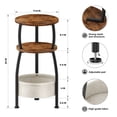 thumbnail image 3 of Mesa auxiliar Yuede pequeña con almacenamiento, 3 niveles, redonda, rústica, marrón, 3 of 9