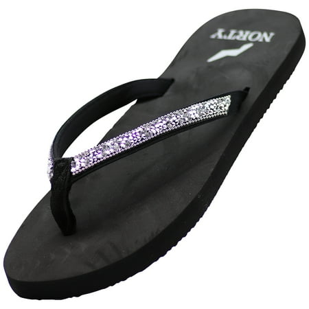 

NORTY Womens Flip Flops Adult Female Sandals Black Gem - Runs 1 Size Small