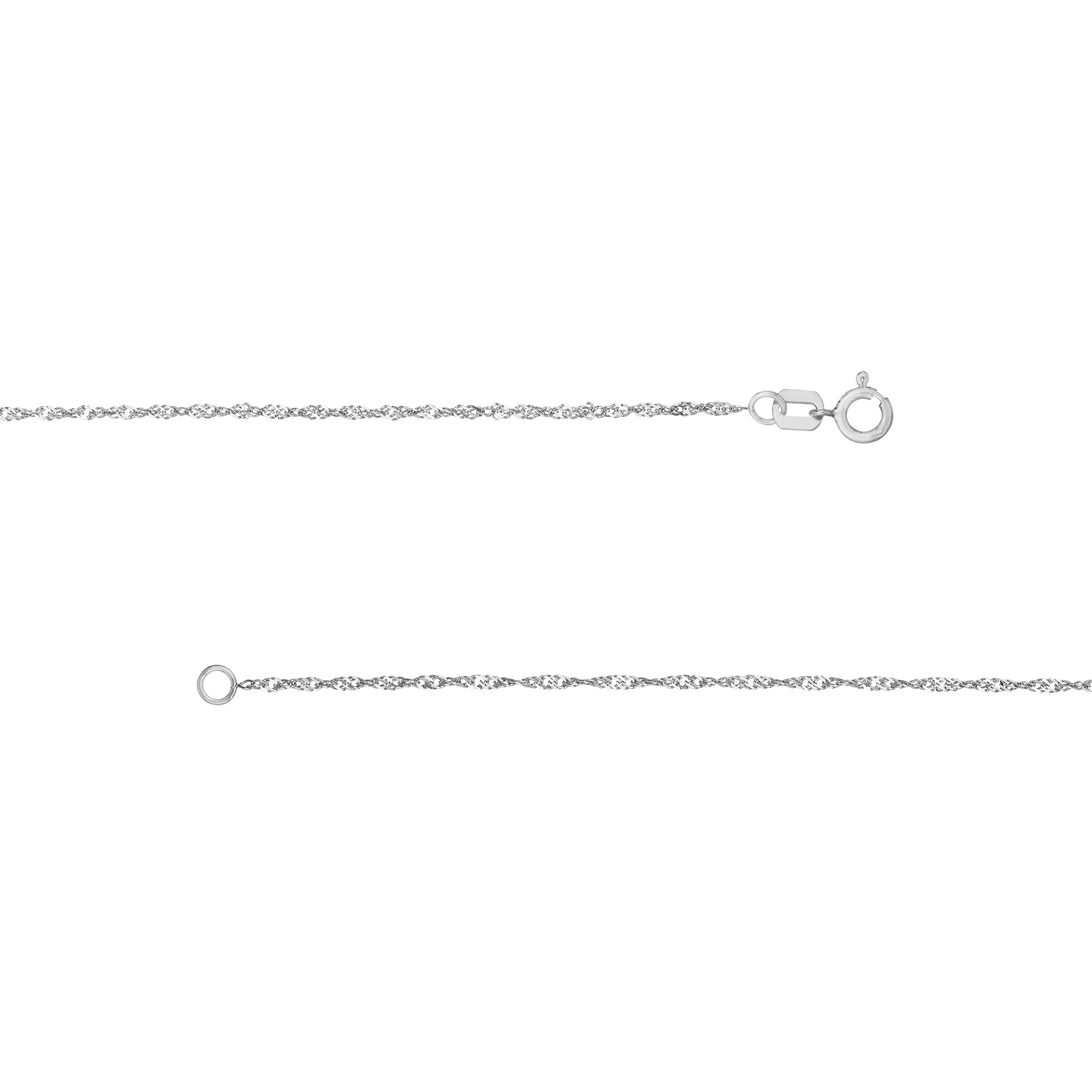 10K White Gold 20" 1.15mm Singapore Chain Necklace w/ Spring Ring - Women