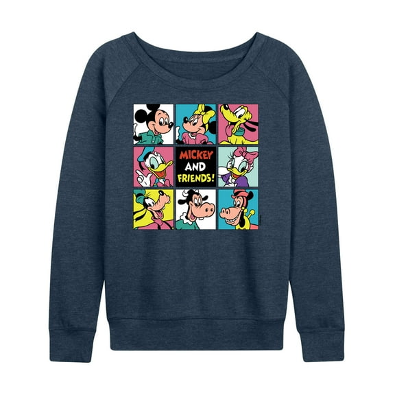 Mickey & Friends Grid - Women's Lightweight French Terry Long Sleeve Shirt