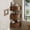 walnut-Curved, variant on Fluted Corner Wall Cabinet Set of 3, Floating Corner Shelves with Sliding Doors, Wall Storage Organizer for Living Room