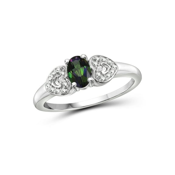 JewelersClub Mystic Topaz Ring Birthstone Jewelry – 0.45 Carat Mystic Topaz 0.925 Sterling Silver Ring Jewelry with White Diamond Accent – Gemstone Rings with Hypoallergenic 0.925 Sterling Silver Band