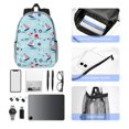 thumbnail image 6 of Rateoe Sailboats Anchors Pattern Student Backpack Water-resistant Backpack 15-inch Laptop Backpack Lightweight Adjustable School Backpack, 6 of 6
