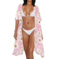 thumbnail image 3 of HELLHERO Lightweight Bathing Suit Cover Up for Vacation Polyester Quick Dry Long Kimono Swimsuit Cover Up Daisy Pattern, 3 of 6