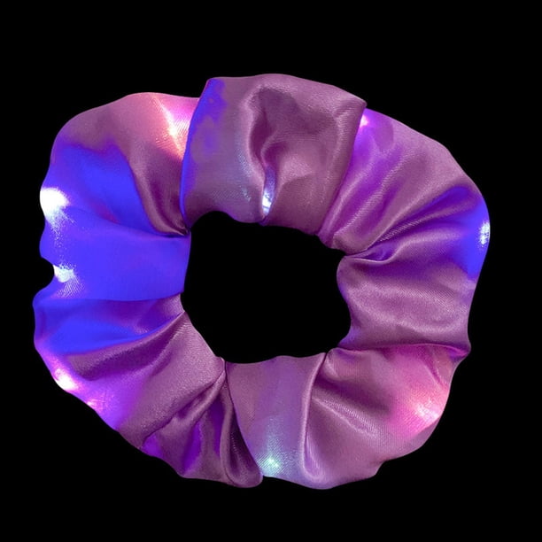 Light Scrunchies Elástico Seda Satin Luminous Hair Rings Ponytail Holder Accesorios para el cabello para mujeres Suministros para fie Púrpura Yinane Scrunchies para el cabello con luz