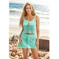 thumbnail image 6 of Womens Crochet 2 Piece Sets Y2k Hollow Out Knitted Tank Top Mini Skirt Set Summer Beach Coverup Outfits Lake Blue M, 6 of 7