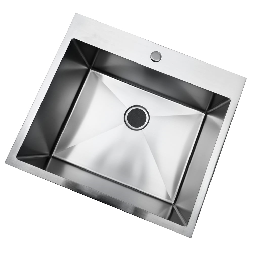 33 Inch Single Bowl Stainless Steel Kitchen Sink 201 Gauge Top Mount, 33x22x9 Farmhouse RV Sink with Draining Accessories for Kitchen Remodel, Travel Trailer, Garage, Workshop and Laundry Room