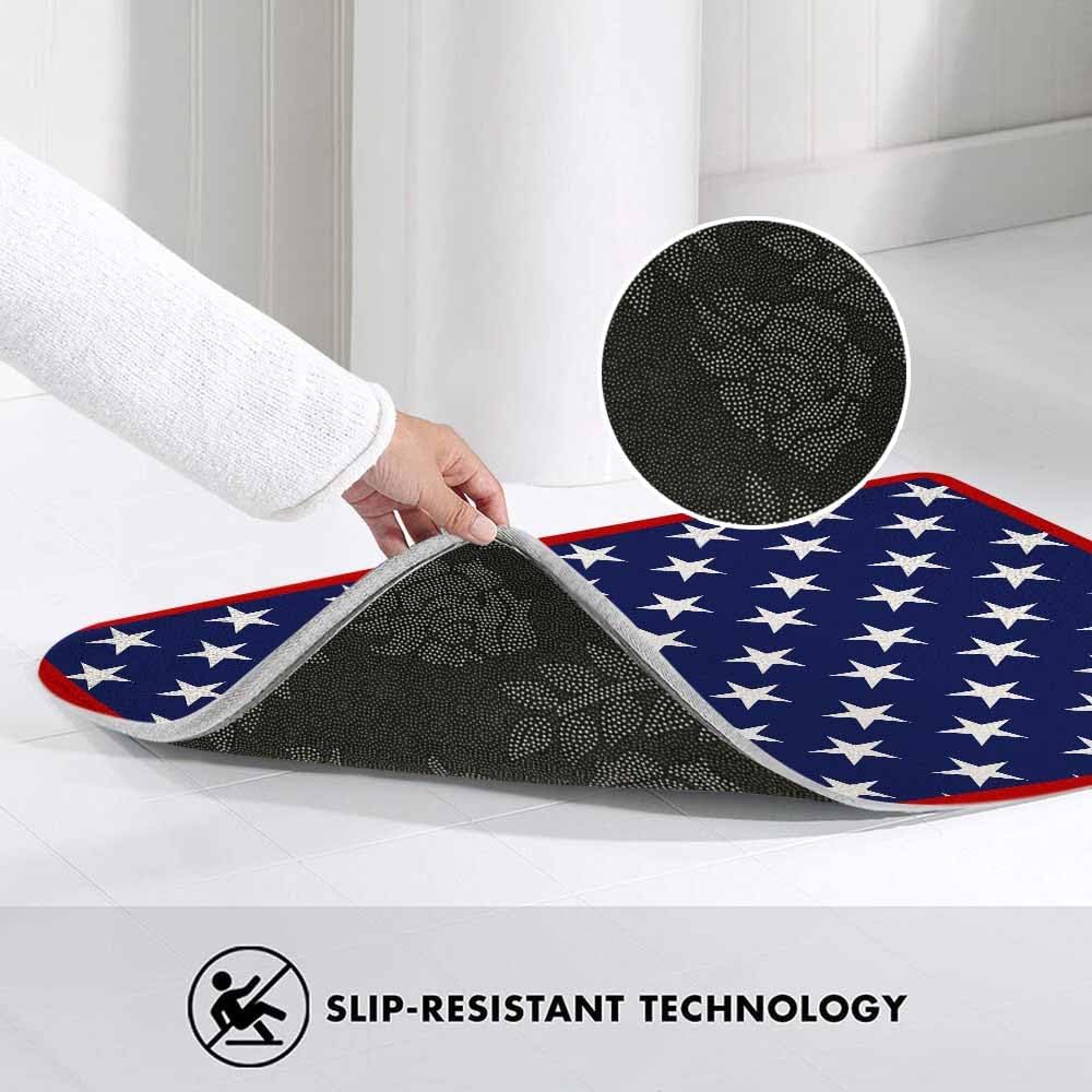 Abstract Stars Bath Rugs for Bathroom Blue Red and White Durable Flannel Bath Rug Clearance Mats for Forlaundry Room and Kitchen Decor Carpt Washable 20 X 32 Inch Mat