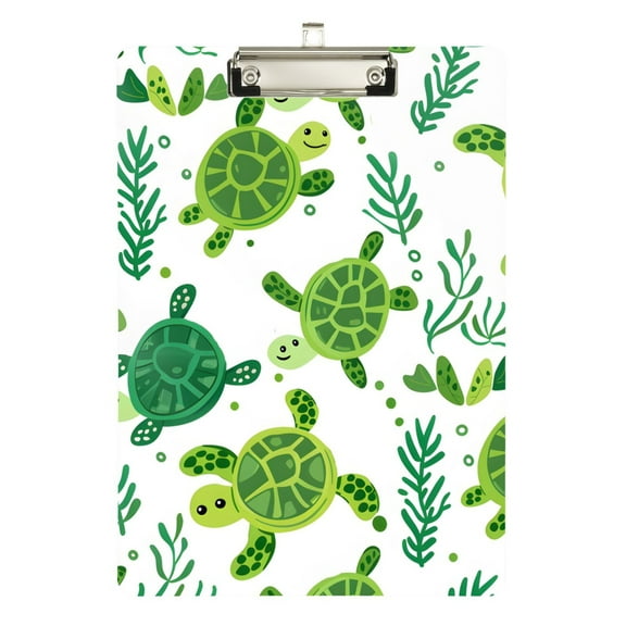 ALAZA Plastic Clipboard A4 Letter Size Decorative Clipboards for Students Women Men 9" x 12.5" Turtles and Seaweed