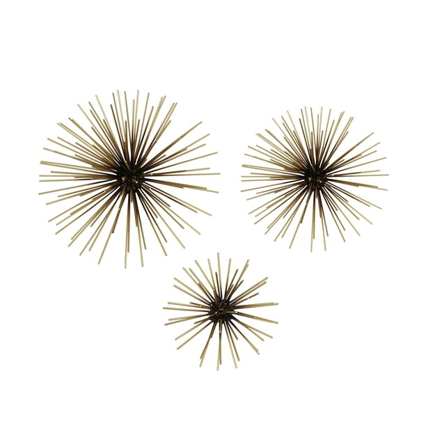 Stratton Home Decor Set of 3 Black and Gold Starburst ...