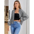thumbnail image 2 of Womens Long Sleeve Sweater Casual Loose Knit Cardigan Multicolor Top Gray XL, 2 of 5