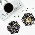 thumbnail image 4 of Lsque Skeleton Pattern 4" Drink Coasters Set of 4, PVC Leather Absorbent Coasters, Table Coaster Set Decorative Coffee Cup Coasters Housewarming Gift -Hexagon, 4 of 6