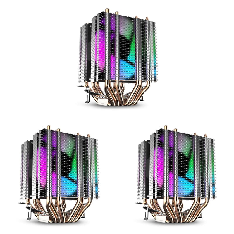 3-Pack CPU Air Cooler with 90mm Twin-Tower Fans and 6 Heat Pipes for LGA775/1150/1155/1156/1366