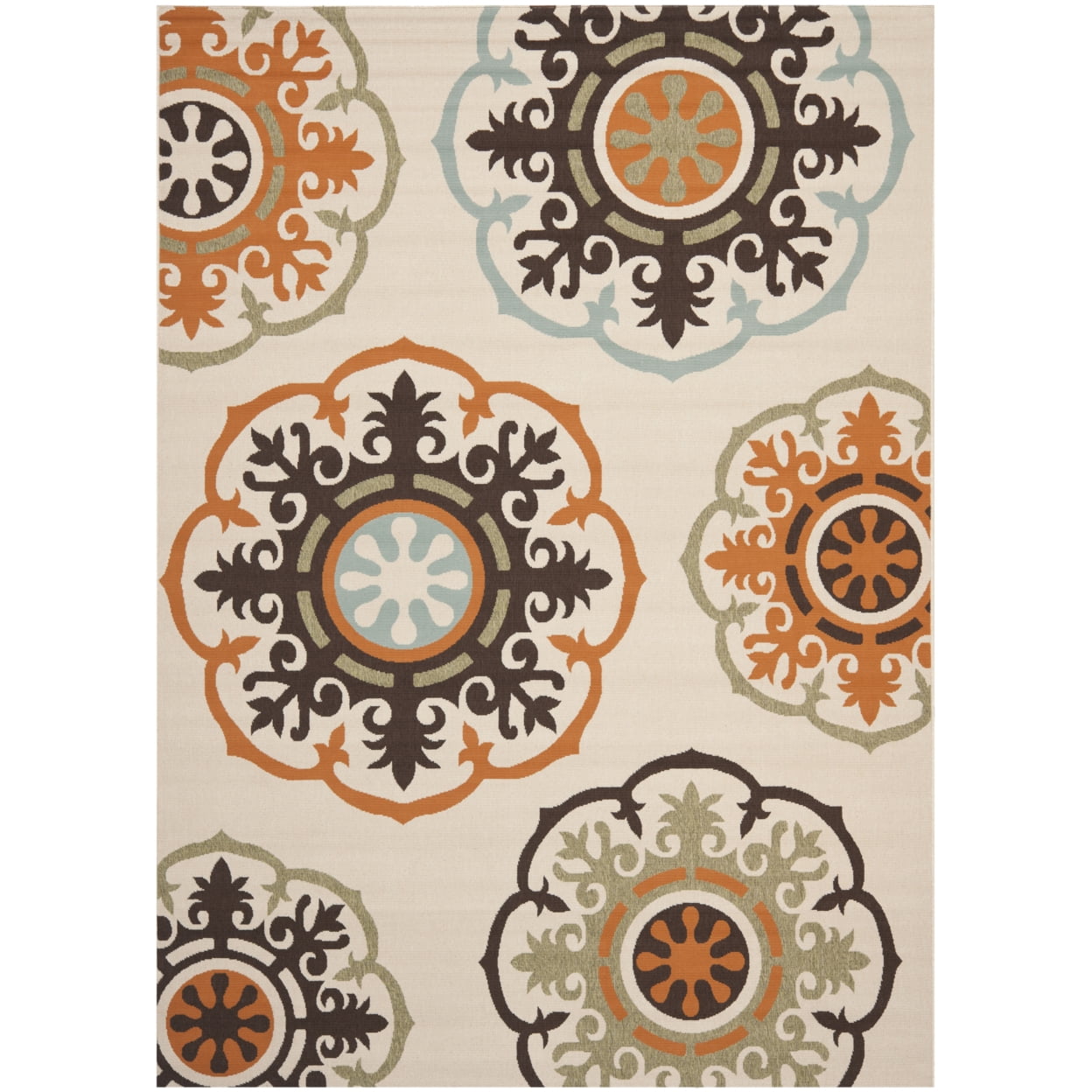 SAFAVIEH Veranda Maras Floral Indoor/Outdoor Runner Rug, Cream/Terracotta, 2'3" x 8'