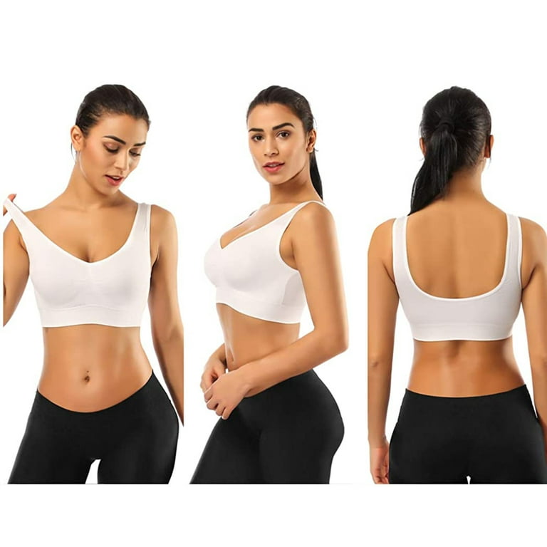 Elbourn 4 Pack Plus Size Sport Bras Padded Strappy Cropped Bras