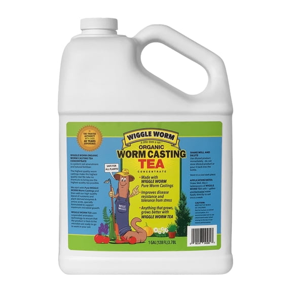 Wiggle Worm Pure Worm Castings Tea, 1 Gallon - Organic Liquid Fertilizer and Soil Amendment Concentrate for Indoor and Outdoor Plants
