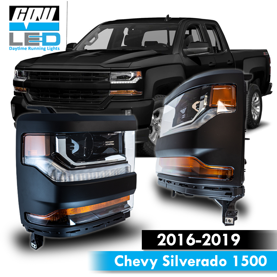 USヘッドライト 2016-2019 Chevy Silverado 1500 LEDヘッドライトProjector Headlamp Chromeペア For 2016-2019 Chevy Silverado 1500 LED Headlights Projector Headlamp Chrome Pair