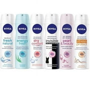Nivea 6 pk nivea spray women 5.07 oz Assorted Deodorant Antiperspirant Spray for Women 48h - Pack of 6
