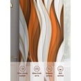 thumbnail image 6 of Burnt Orange White Moire Sheer Curtains 63 Inch Length 2 Panels Set, Modern Abstract Art Voile Window Treatment Rod Pocket Curtains Sheers Drapes for Bedroom/Living Room/Kitchen 52x"63"x2, 6 of 7