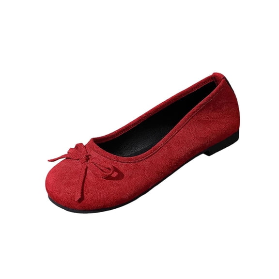 SuTry Women's Round Toe Flats Bow Detail Slip On Soft Comfortable Casual Walking Shoes(38)