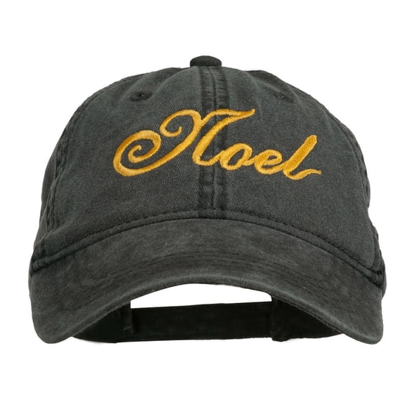 Gold Noel Embroidered Washed Cotton Cap - Black OSFM