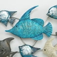 thumbnail image 7 of School of 18 Fish Wall Art, Crescent, Vivid Blue with Shimmery Silver, Muted Grey and Beige Paint, Iron, 5 Feet Wide (2 3/4 L x 59 W x 31 1/2 H Inches), 7 of 7